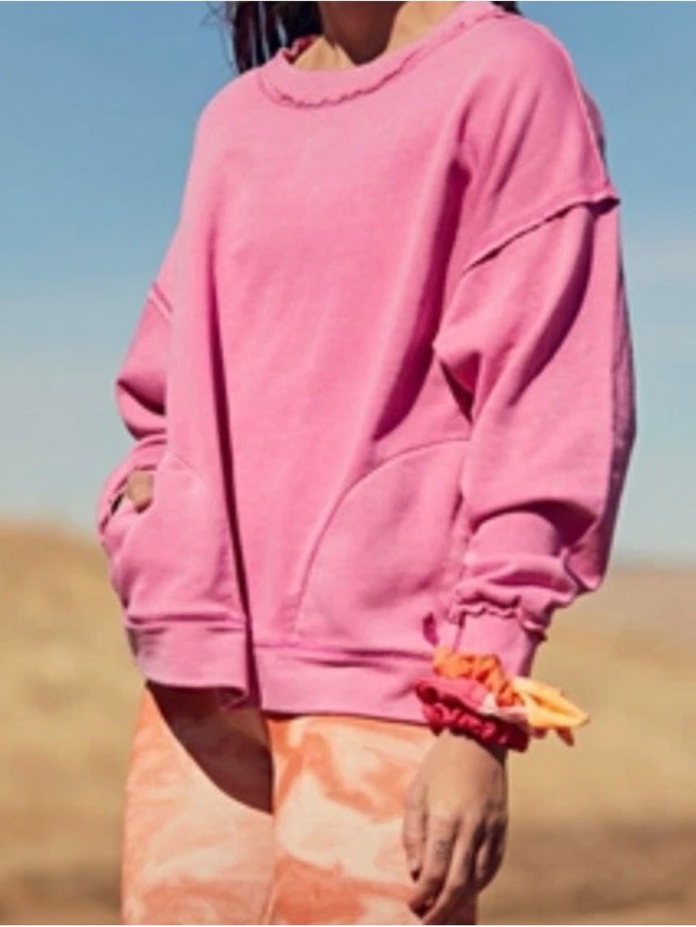 FP Movement by Free People Bubblegum Pink Oversized Crewneck Sweatshirt